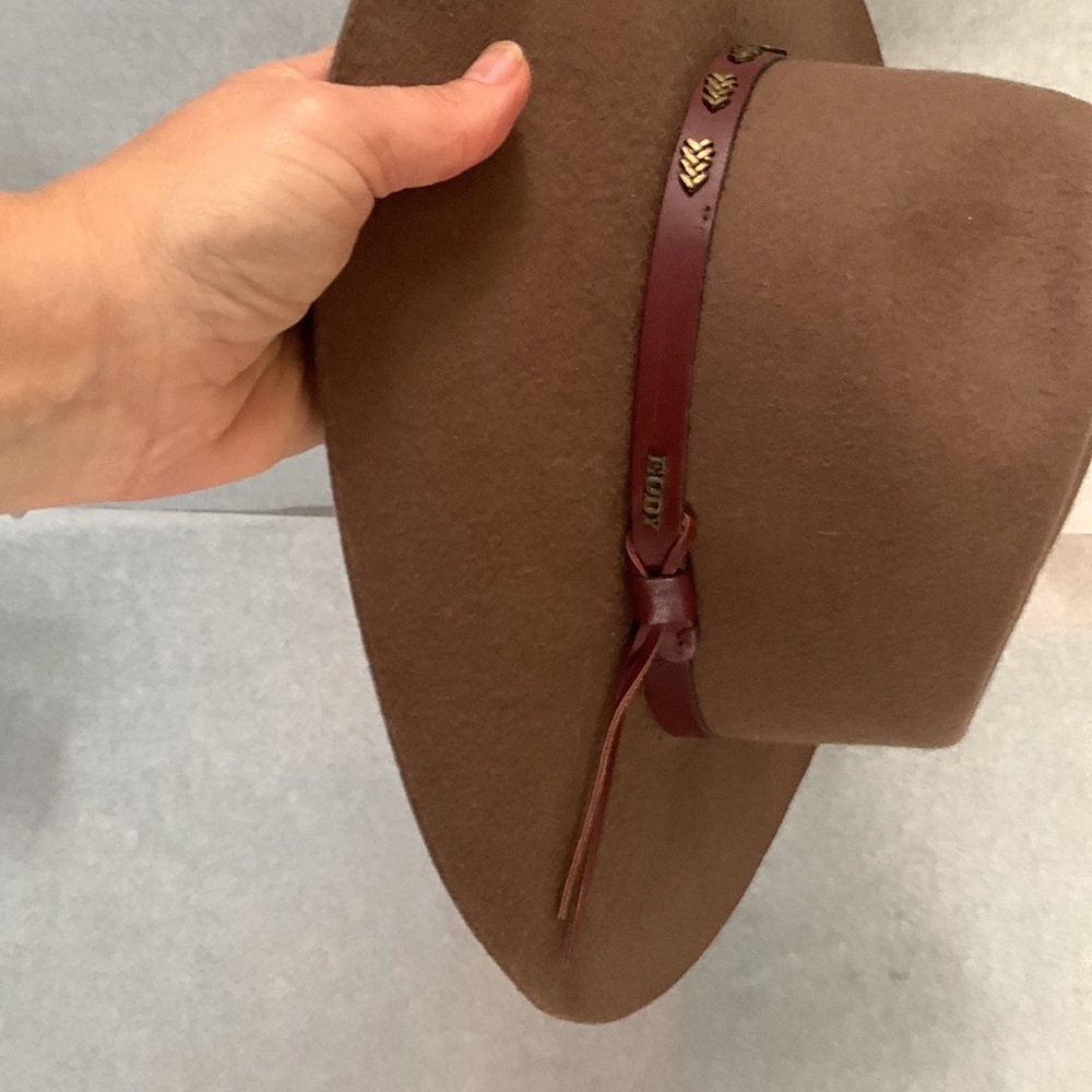 Eddy Bros. Dark Khaki Brown Wool Stetson Rancher Cowboy Hat Broken Arrow Band - Picture 4 of 6